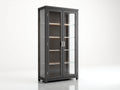 Vitrinen aus Holzwerkstoff und Glas 90 x 40 x 190 cm - Anthrazit - Moderner Vitrinenschrank mit 2 Glastüren und Innenbeleuchtung