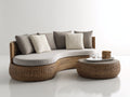 Gartensofa Set 2-teilig aus Rattangeflecht mit Couchtisch 230 x 105 x 86 cm - Braun und Beige - Geschwungenes Design für Terrasse und Wintergarten