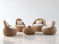 Gartensofa Lounge-Set aus Polyrattan mit Sesseln je 92 x 88 x 90 cm - Natur - 5-teilig mit 4 Loungesesseln und rundem Couchtisch