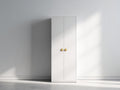 Kleiderschrank aus Holzwerkstoff 80 x 50 x 190 cm - Weiß und Goldfarben - Schmaler 2-Türer im modernen minimalistischen Design