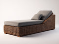 Sonnenliege aus Polyrattan 202 x 80 x 88 cm - Braun und Grau - Gepolsterte Gartenliege mit geneigter Rückenlehne und Holzfüßen