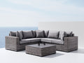 Gartensofa-Garnitur aus Polyrattan 280 x 280 x 78 cm - Grau und Dunkelgrau - Eckform mit Couchtisch