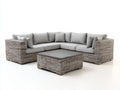 Gartensofa Set aus Polyrattan und Metall 260 x 260 x 78 cm - Naturgrau Hellgrau und Anthrazit - Eckform mit quadratischem Gartentisch