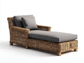 Sonnenliege aus Polyrattan 200 x 82 x 90 cm - Braun und Grau - Gepolsterte Gartenliege mit geneigter Rückenlehne und breiten Armlehnen