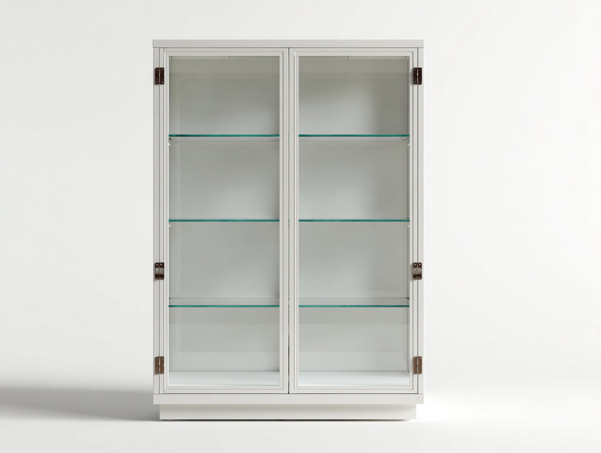 Vitrinen aus Metall und Glas 105 x 40 x 180 cm - Weiß - Moderner Vitrinenschrank mit 2 Glastüren für Wohnzimmer und Esszimmer