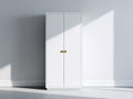 Kleiderschrank aus Holzwerkstoff 80 x 50 x 190 cm - Weiß und Goldfarben - 2 Türen mit kompakter Bauform