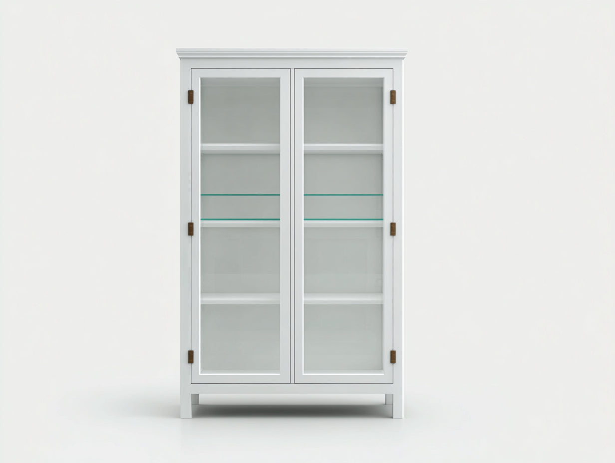 Vitrinen aus Holzwerkstoff und Glas 100 x 40 x 190 cm - Weiß - 2 Glastüren im klassischen Design