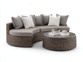 Gartensofa aus Polyrattan 285 x 190 x 78 cm - Braun und Taupe - Geschwungenes Lounge-Set mit rundem Couchtisch