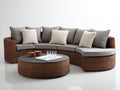 Gartensofa - Gebogenes Gartensofa aus Polyrattan mit rundem Couchtisch - 320 x 210 x 85 cm - Braun und Grau - 5 Sitzplätze - Modernes Design