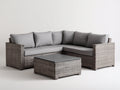 Gartensofa Set 2-teilig aus Rattangeflecht mit Couchtisch 235 x 235 x 82 cm - Grau und Dunkelgrau - Eckdesign für Garten und Terrasse