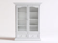 Vitrinen aus Holzwerkstoff und Glas 120 x 45 x 190 cm - Weiß - Klassischer Vitrinenschrank mit 2 Glastüren 2 Schubladen und Einlegeböden