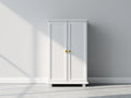 Kleiderschrank - Kleiderschrank aus Holzwerkstoff 90 x 52 x 185 cm - Weiß und Goldfarben - 2 Türen mit runden Griffen - Klassisches Design